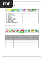 Unit 6: Exercise 1: Match The Activities With The Places