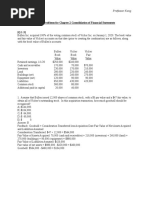 Accounting 423 Professor Kang: Practice Problems For Chapter 2 Consolidation of Financial Statements