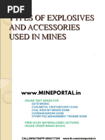 Types of Explosives and Accessories Used in Mines