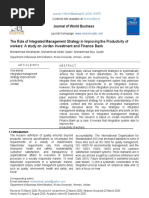 The Role of Integrated Management Strategy in Improving The Productivity of Workers: A Study On Jordan Investment and Finance Bank