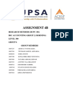 Assignment 4B: Research Methods (BCPC 301) BSC Accounting Group 2 (Morning) LEVEL 300 Group 6