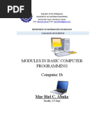 Modules in Basic Computer Programming Computer 1b: Mar Riel C. Abuke