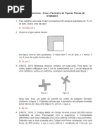 Lista de Exercicios - Area e Perímetro de Figuras Planas