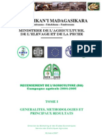 Recensement de L'agriculture (RA) Pour La Campagne Agricole 2004-2005 - Tome I: Généralités, Méthodologies Et Principaux Résultats (MAEP - 2007)