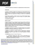 Selección y Gestión de Voluntarios en Organizaciones Sin Fines de Lucro