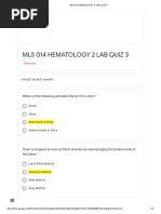 Mls 014 Hematology 2 Lab Quiz 3