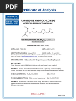 Certificate of Analysis: Ranitidine Hydrochloride