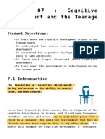 07: Cognitive Development and The Teenage Years: Student Objectives