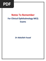 Notes To Remember: For Clinical Ophthalmology MCQ Exams