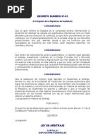 DECRETO NÚMERO 67-95 Ley de Arbitraje