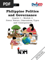 Philippine Politics and Governance: Quarter 1 - Module 3: Power: Nature, Dimensions, Types and Consequences