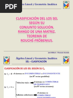 Sistemas de Ecuaciones Lineales. Clasificación. Rango de Una Matriz. Teorema de Rouché-Fröbenius. de SEL