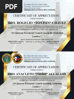 Bro. Rogelio "Tonton" Chavez: Certificate of Appreciation