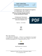 DR Mahboubeh Fahimkalam, Influence de L'enseignement Des Langues Étrangères Sur La Transmission de La Culture