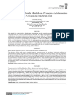 Caracterização Da Saúde Mental em Crianças e Adolescentes em Acolhimento Institucional