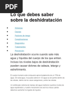 Lo Que Debes Saber Sobre La Deshidratación