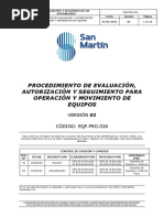 Procedimiento de Evaluación, Autorización y Seguimiento para Operación y Movimiento de Equipos