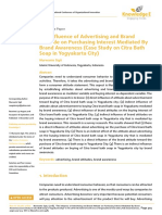 Sigit - 2018 - The Influence of Advertising and Brand Attitude On Purchasing Interest Mediated by Brand Awareness (Case Study On Citra B