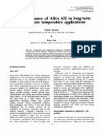 The Performance of Alloy 625 in Long-Term Intermediate Temperature Applications