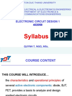 Syllabus: Electronic Circuit Design 1