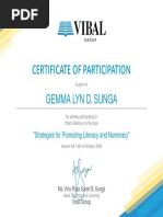 Certificate of Participation: Gemma Lyn D. Sunga