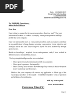 Application Letter: Curriculum Vitae (CV