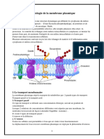 Physiologie de La Membrane Plasmique