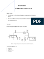 Lab Sheet: Title: Refrigeration System