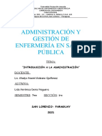 TAREA INTRODUCCIÓN A LA ADMINISTRACIÓN - Administración y Gestión de Enfermería en Salud Pública (LIDA DENIS)