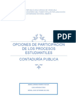 Opciones de Participación de Los Procesos Estudiantiles