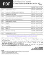 Time Table For GTU BE Sem 1-2 Regular-Remedial Examination