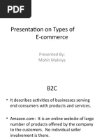 Presentation On Types of E-Commerce: Presented By: Mohit Malviya