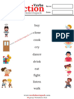 Action Verbs Matching Worksheets PDF