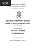 Anteproyecto Arquitectónico Del Centro de Formación Pastoral para La Renovación Carismática Católica de La Arquidiócesis de San Salvador