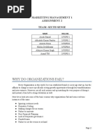 Why Do Organizations Fail?: Marketing Management 1 Assignment 2 Team: Sixth Sense