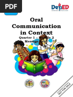 Oral Communication in Context: Quarter 1 - Module 2 Message Sent!