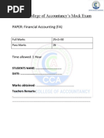 Certified College of Accountancy's Mock Exam: PAPER: Financial Accounting (FA)