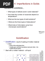 Chapter 4: Imperfections in Solids: Issues To Address..