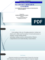 2021 District Research Congress: Guided Oral Reading On Improving Reading Skills of Frustration-Level Students