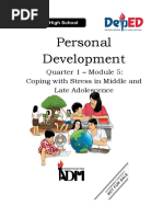 Personal Development: Quarter 1 - Module 5: Coping With Stress in Middle and Late Adolescence