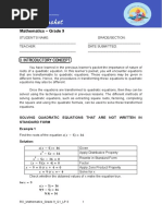 Learners Packet 3 (Q1 - LP 3) - Solving Quadratic Equations That Are Not Written in Standard Form
