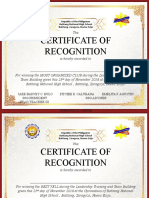 Certificate of Recognition: Is Hereby Awarded To