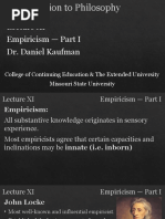 Introduction To Philosophy Lecture 11 Empiricism Part I by Doctor Daniel Kaufman