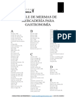 Tabla de Mermas de Mercaderia