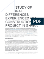 Case Study of Cultural Differences Experienced at A Construction Project in Ghana