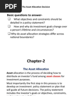 Basic Questions To Answer-: The Asset Allocation Decision