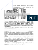 Acta de Constitución Del Frente de Defensa Del Valle de Quishuarani