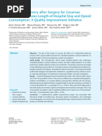 Enhanced Recovery After Surgery For Cesarean Delivery Decreases Length of Hospital Stay and Opioid Consumption: A Quality Improvement Initiative