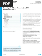 Cambridge Final Exam Timetable June 2021: Administrative Zone 5