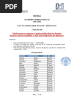 Listes Des Candidats Admis Définitivement Au Master Commerce International 2021-2022